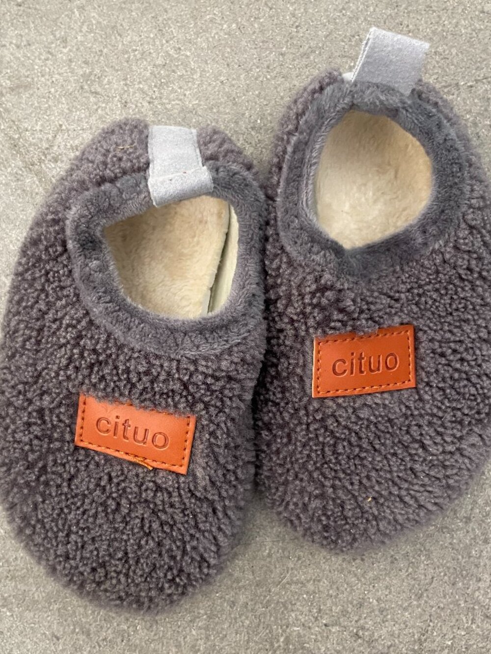 Cituo Toddler Slippers Size 24/25 Gray Sherpa Fleece House Shoes Non-Slip Cozy U